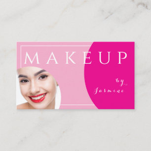 Cartão De Visita Blush Rosa Fúcsia Branco Caps Foto Maquiagem