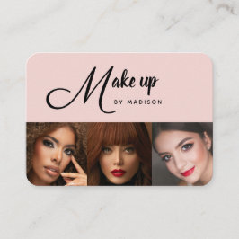 Cartão De Visita Blush Rosa Preto Script 3 Foto Maquiagem