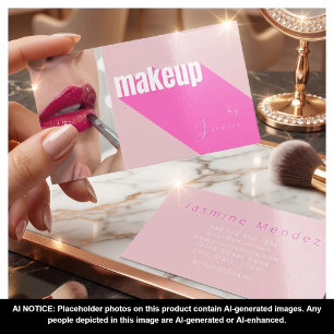 Cartão De Visita Blush Rosa Tipografia Branca Simples Foto Maquiage