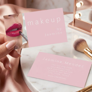Cartão De Visita Blush Rosa Tipografia Simples Foto Maquiagem