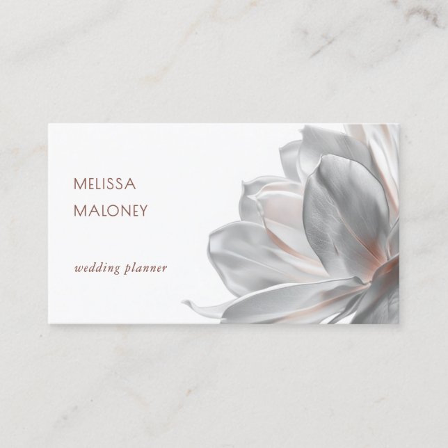 Cartão De Visita Blush Silver Magnolia White Business Card (Frente)