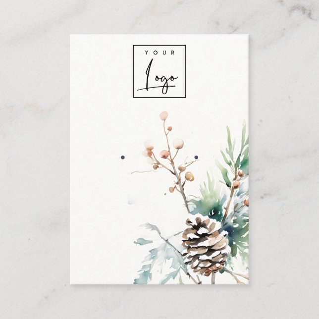 Cartão De Visita Blush Snow Winter Berries Logotipo Holder (Frente)