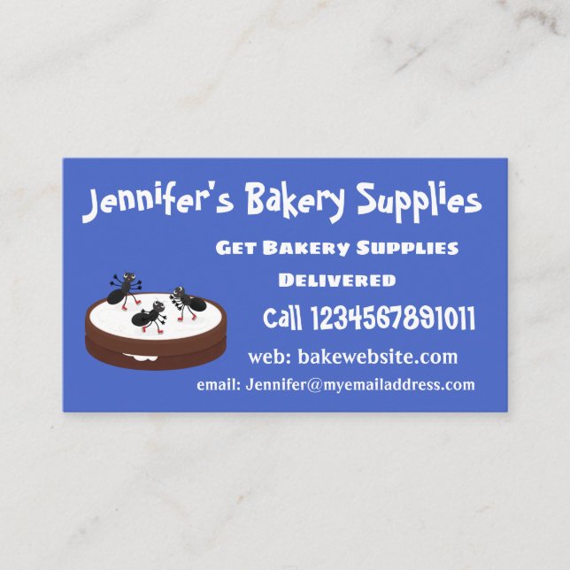 Cartão De Visita Boas formigas patinando em desenho de biscoito (Frente)