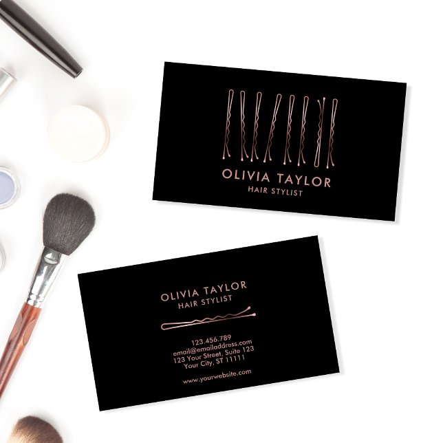 Cartão De Visita Bobby Pins Hair Stylist Hair Salon Hairdresser (Criador carregado)