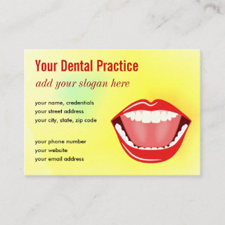 Cartão De Visita Boca Grande Amarela Dourada Dental Profissional
