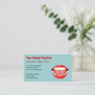 Cartão De Visita Boca Grande Dentes Brancos Azuis Dental Profission