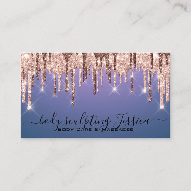 Cartão De Visita Body Care esculpindo logotipo QRCode Roxo (Frente)