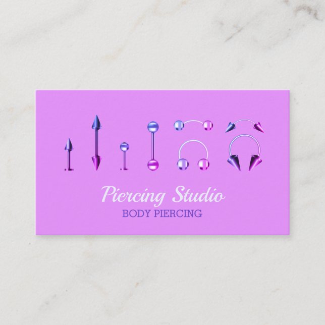 Cartão De Visita Body Piercing Studio elegante (Frente)