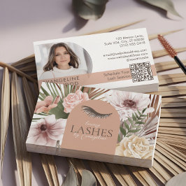 Cartão De Visita Bohemian Watercolor Boho Floral Eyelash Extensions