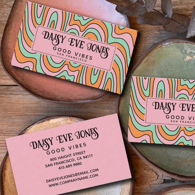 Cartão De Visita Boho Abstrato Retro (Criador carregado)