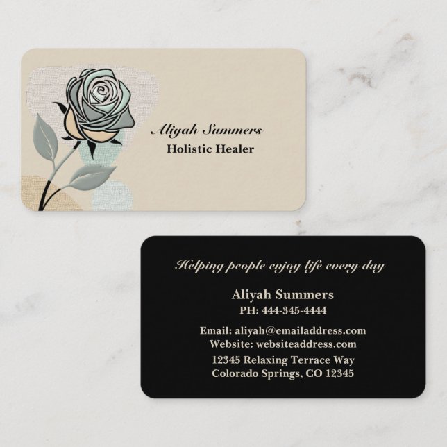 Cartão De Visita Boho Artistic Rose Meditative Business Card (Frente/Verso)