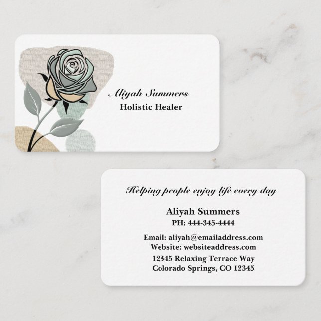 Cartão De Visita Boho Artistic Rose Meditative Business Card (Frente/Verso)