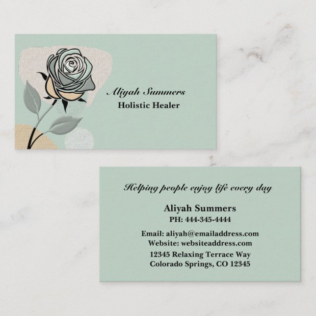 Cartão De Visita Boho Artistic Rose Meditative Business Card (Frente/Verso)