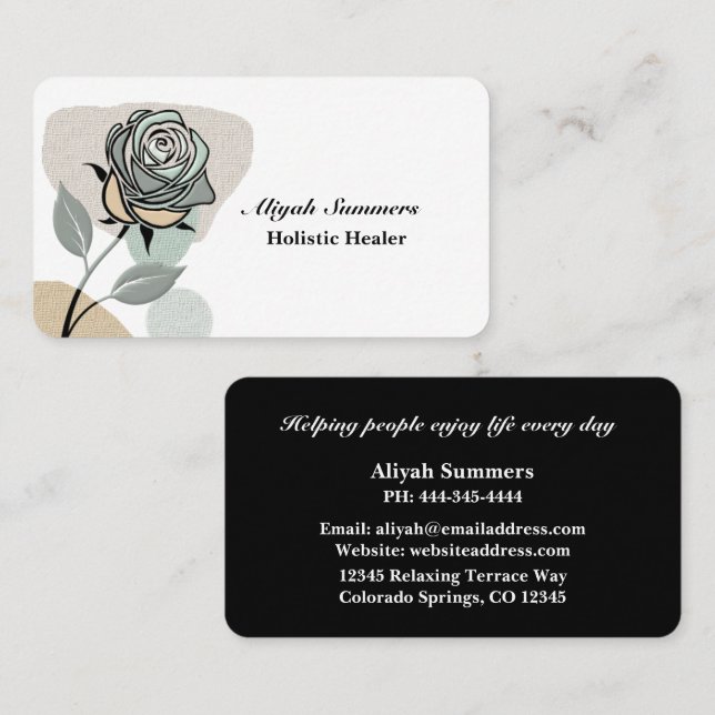 Cartão De Visita Boho Artistic Rose Meditative Business Card (Frente/Verso)