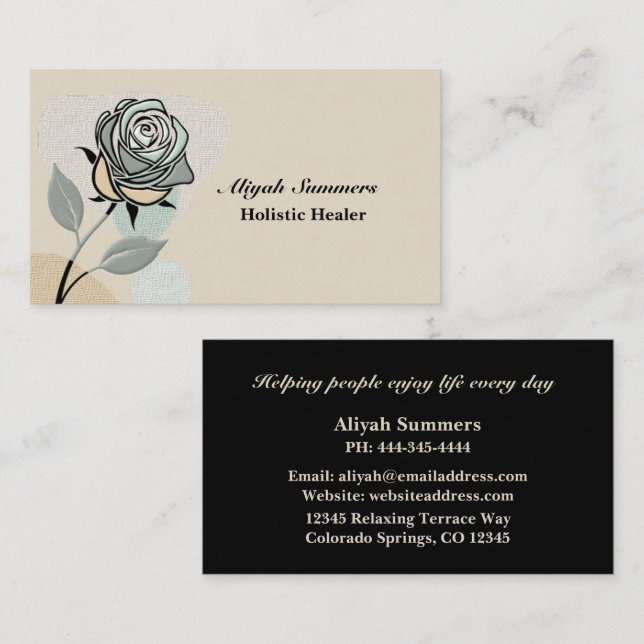 Cartão De Visita Boho Artistic Rose Meditative Business Card (Frente/Verso)