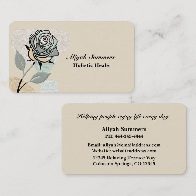 Cartão De Visita Boho Artistic Rose Meditative Business Card (Frente/Verso)