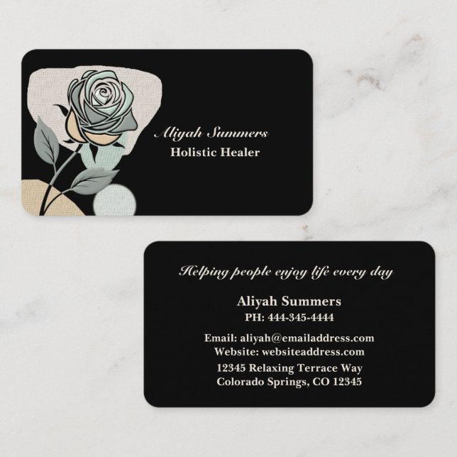 Cartão De Visita Boho Artistic Rose Meditative Business Card (Frente/Verso)