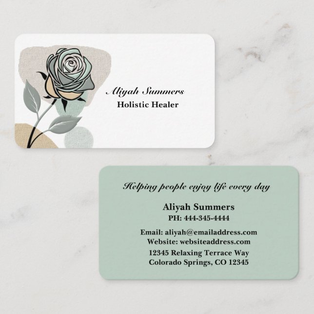 Cartão De Visita Boho Artistic Rose Meditative Business Card (Frente/Verso)