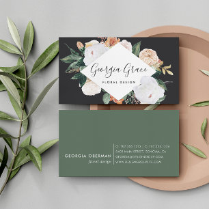 Cartão De Visita Boho Blooms Geométrico Watercolor Floral