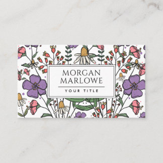 Cartão De Visita Boho Botânico Floral de Flores Silvestres