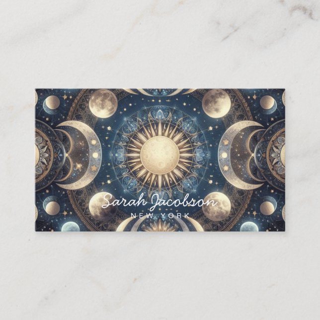 Cartão de Visita Boho Celestial – Céu Noturno Cósm (Frente)