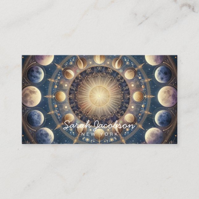 Cartão de Visita Boho Celestial – Céu Noturno Cósm (Frente)