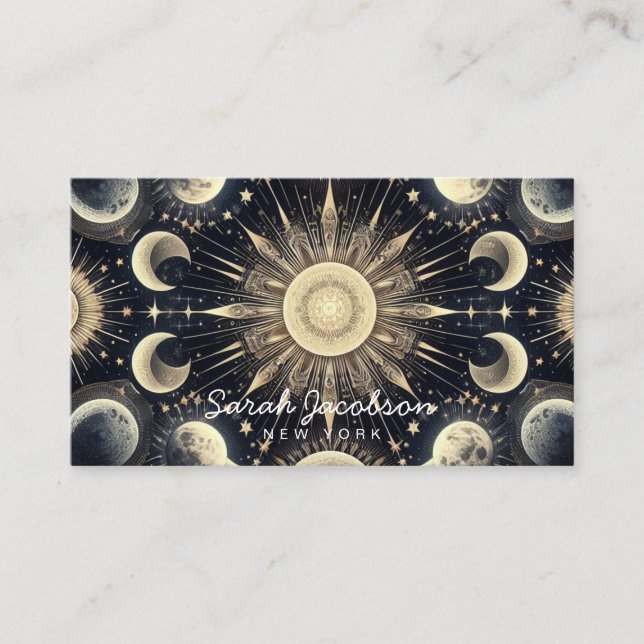 Cartão de Visita Boho Celestial – Céu Noturno Cósm (Frente)