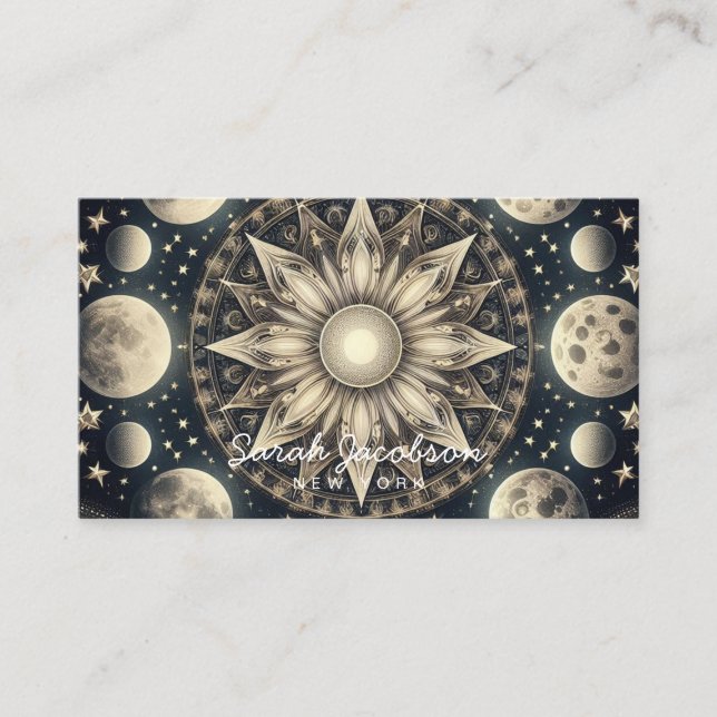 Cartão de Visita Boho Celestial – Céu Noturno Cósm (Frente)