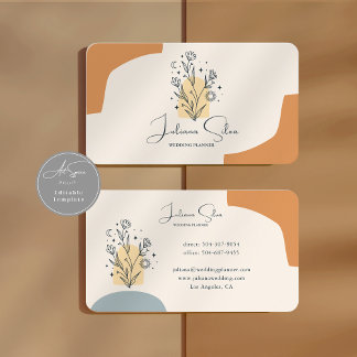 Cartão De Visita Boho Celestial Terracotta Minimalista