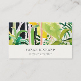 Cartão De Visita Boho Chic Green Tropical Leafy Foliage Botanical