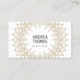 Cartão De Visita Boho Chic Mandala Faux Dourado/Branco