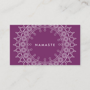 Cartão De Visita Boho Chic Mandala Namaste Yoga Purple