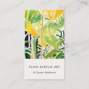 Cartão De Visita Boho Chic Verde Folhagem Tropical Botânica