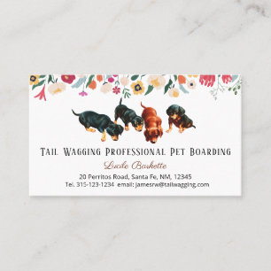 Cartão De Visita Boho Cute Dachshund Pups Pet Embaraçando Floral