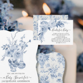 Cartão De Visita BOHO Floral Blue n White Watercolor Books para Beb