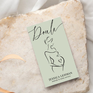 Cartão De Visita Boho Grávida Arte de Linha Doula Parteira QRCODE
