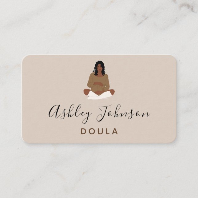 Cartão De Visita Boho Grávida Lady Illustration Birthing Coach (Frente)