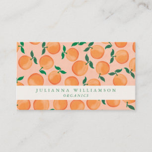 Cartão De Visita Boho Moderno Laranja Fruta Cítrica Verde Rosa