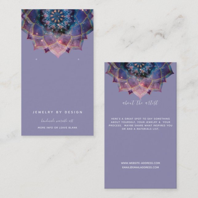 Cartão De Visita Boho Nebula Mandala, Mística (Frente/Verso)