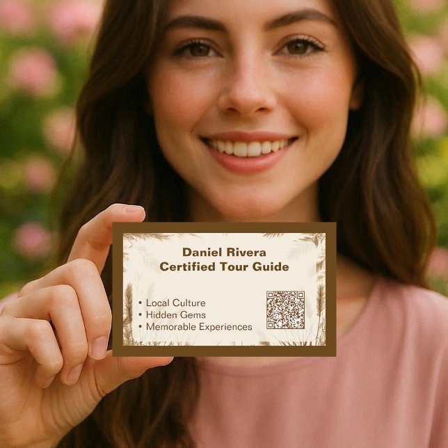 Cartão De Visita Boho Pampas Wilderness Earth Tone Tour Guide Beige (Boho Pampas Wilderness Earth Tone Tour Guide Beige Business Card)
