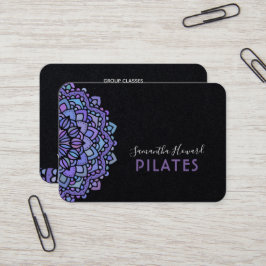 Cartão De Visita Boho Purple Mandala Pilota preto