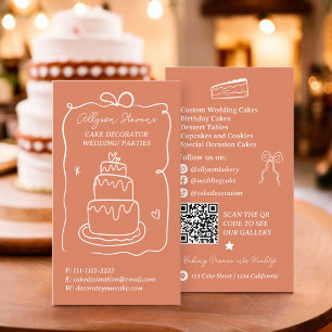 Cartão De Visita Boho Retro French Scribble cake decorator qr code