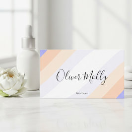 Cartão De Visita Boho Retro Script Abstract Wavy Lines Pastel