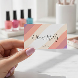 Cartão De Visita Boho Retro Script Abstract Wavy Lines Pastel