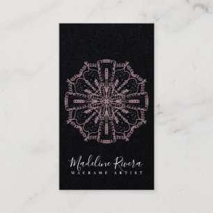 Cartão de Visita Boho Rosa Mandala Yoga Macrame