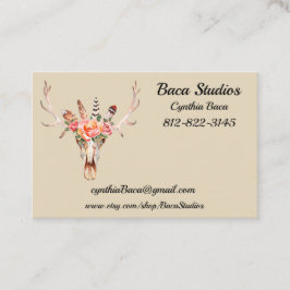 Cartão De Visita BoHo Skull Watercolor Personalize Euro Tamanho 100