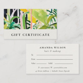 Cartão De Visita Boho Tropical Foliage Botanical Gift Certificate