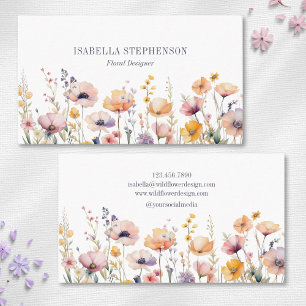 Cartão De Visita Boho Watercolor Flflorista Florista Designer