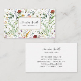 Cartão De Visita Boho Wildflower Aquarela Primavera Flor
