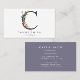 Cartão De Visita Boho Wildflower Monograma inicial C
